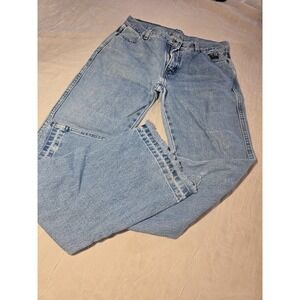 Harley Davidson Women Light Wash Bootcut Jeans Raw Hem 6R 100% Cotton A6319